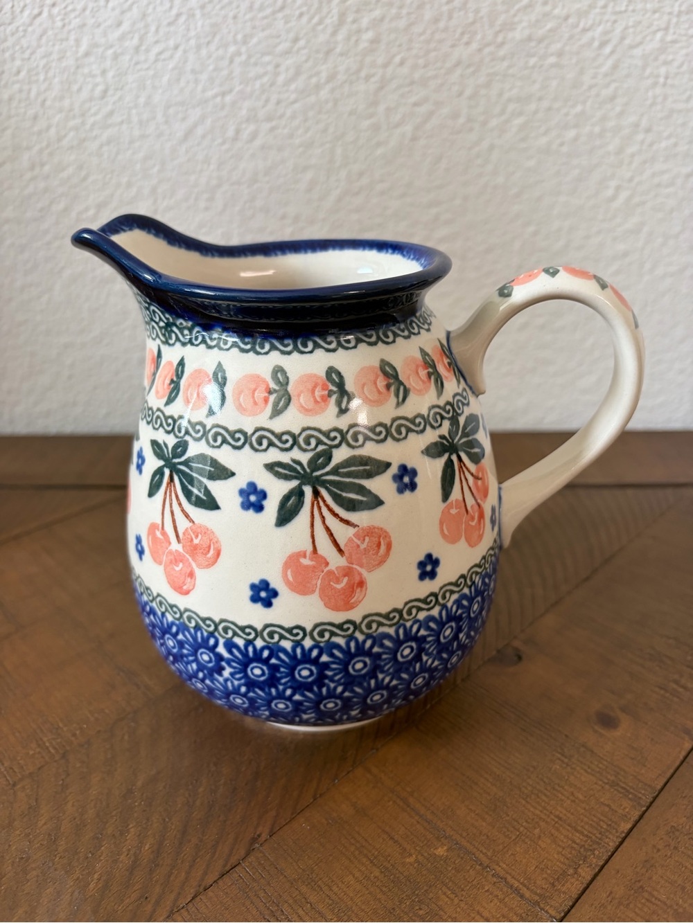 Polish Pottery Boleslawiec Poland Pitcher Cherries